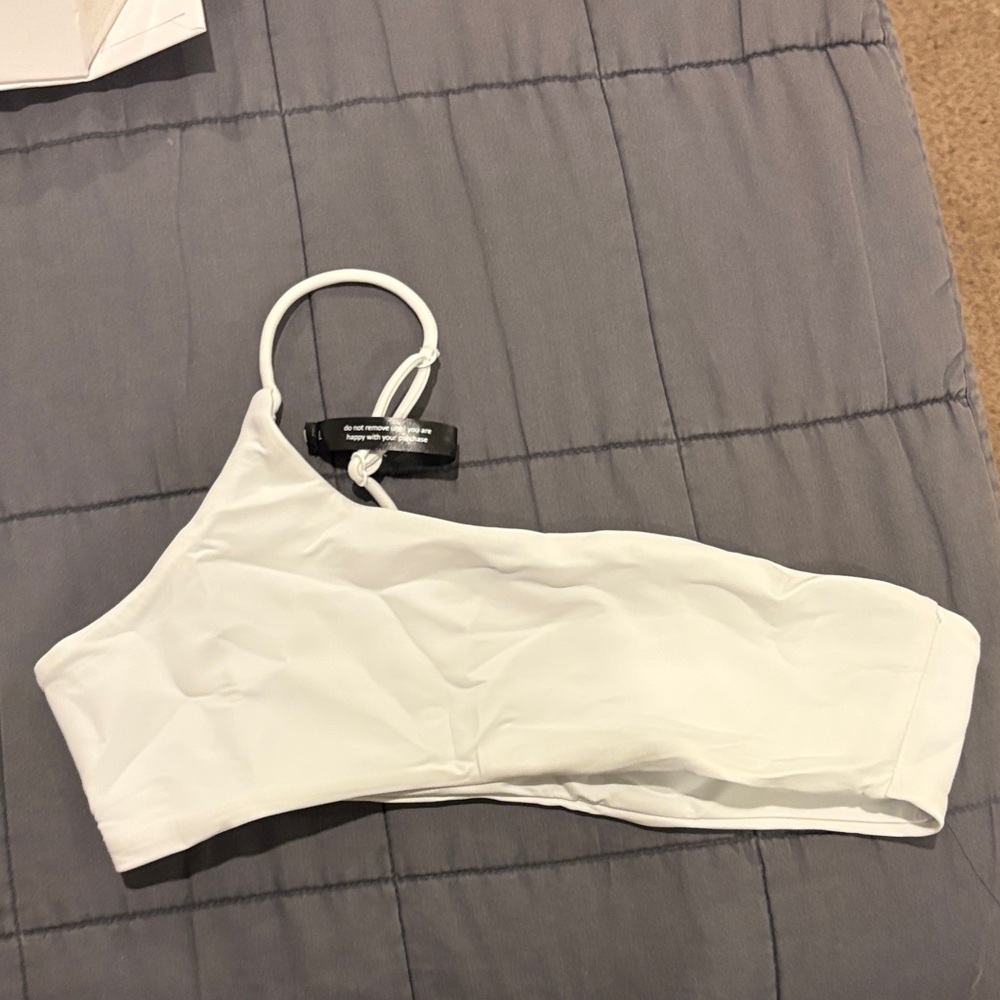 Ark Swim wear White One-Shoulder Bikini Top